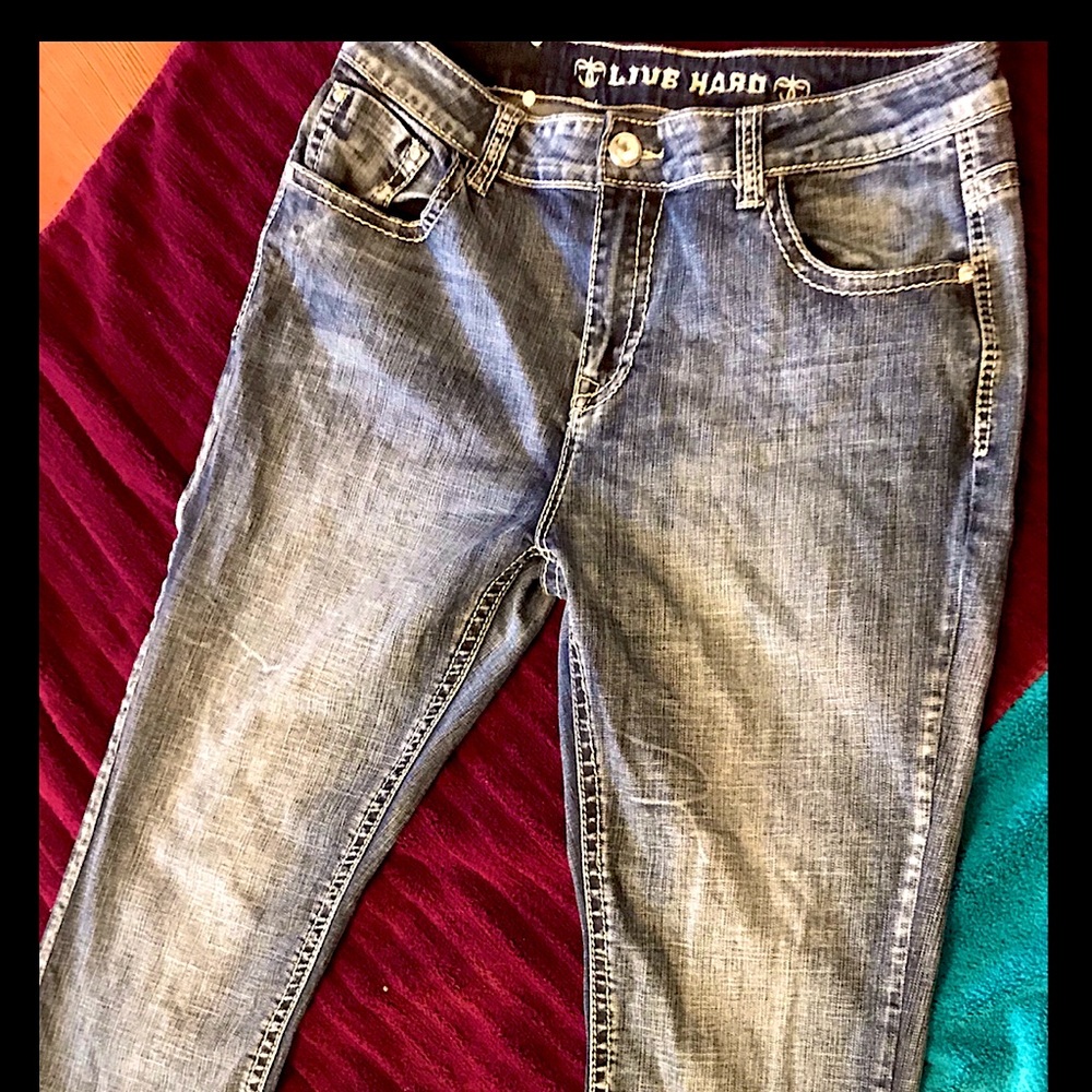 Women’s dark blue/medium blue boot cut jeans
